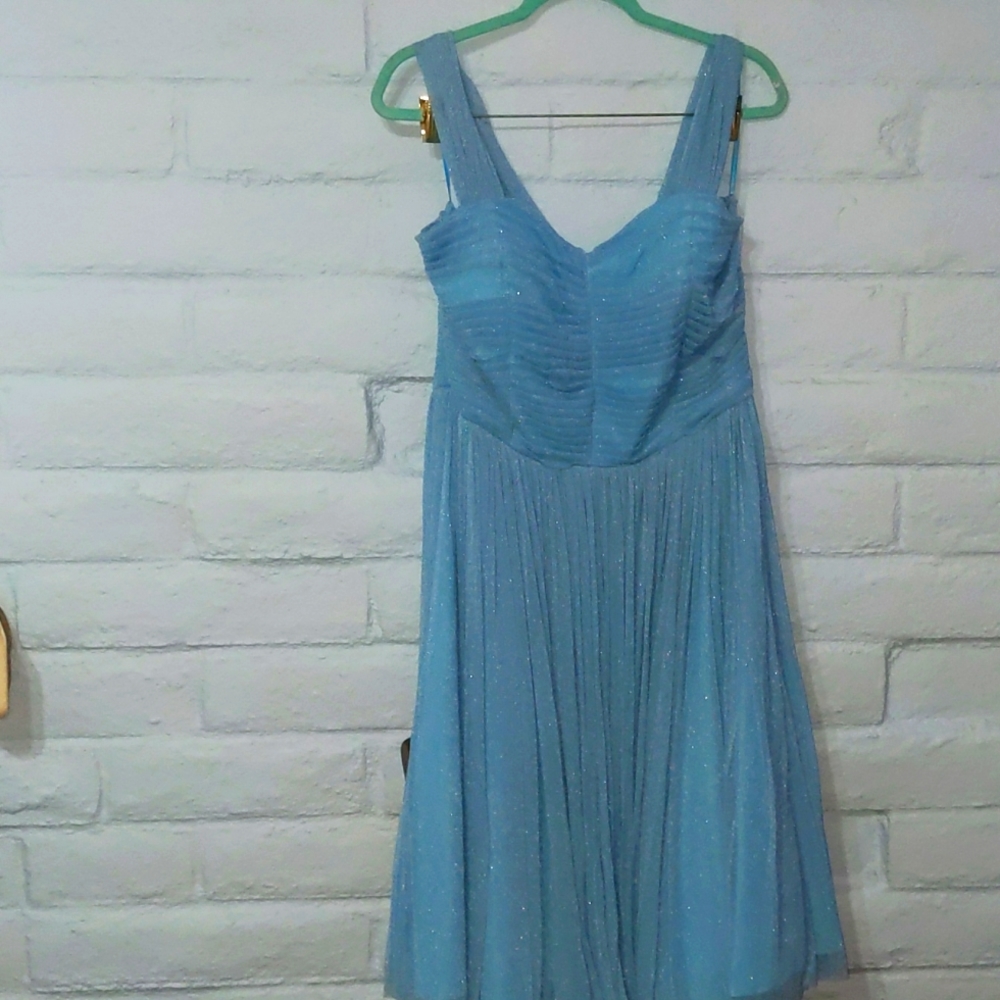 Unique Vintage Elegant Blue Shimmer Dress